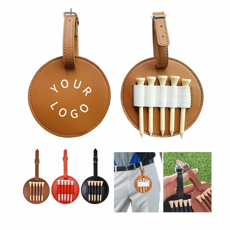 Leather Golf Tee Holder and Ball Stand for Convenient