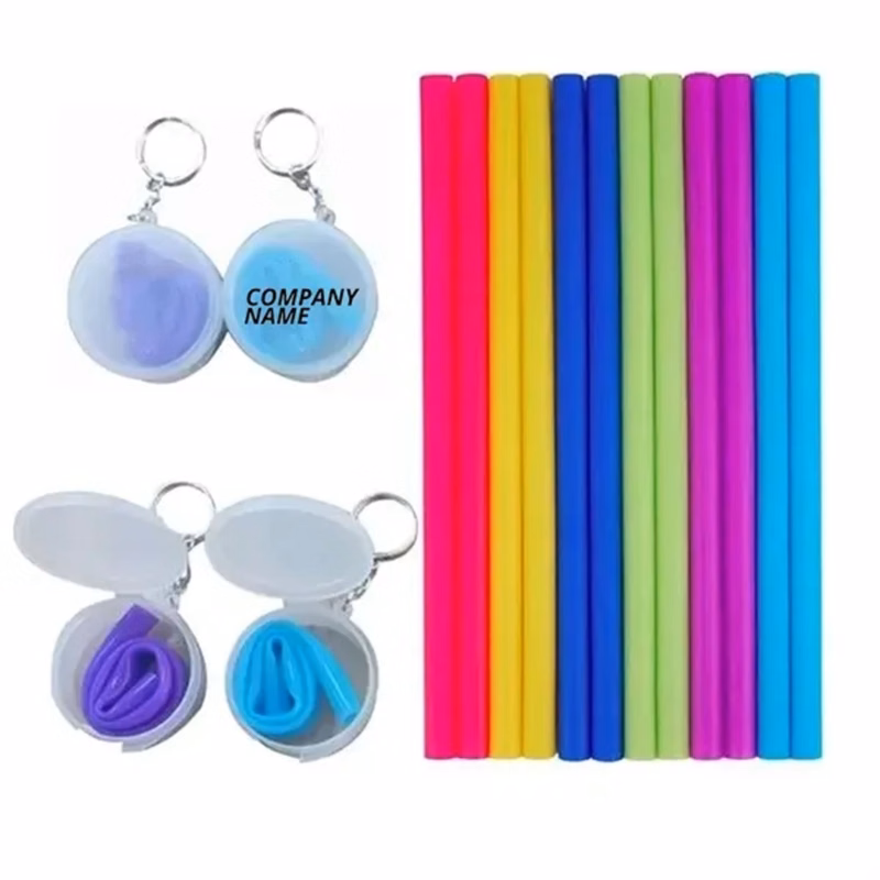 Reusable Silicone Straw with Key Chains
