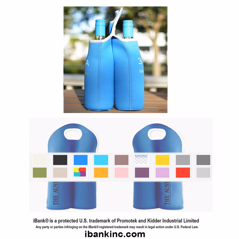 iBank ® 2-Bottle Neoprene Wine Carrier Tote Bag, Bottle Holder