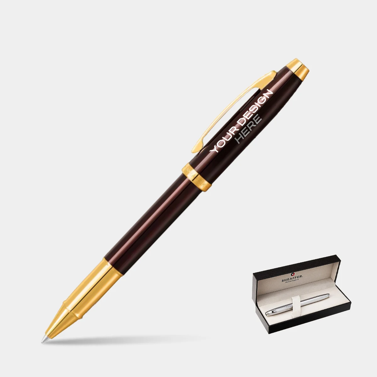 SHEAFFER® 100 9370 Glossy Coffee Brown Executive Rollerball Pen w/ Gift Box 1