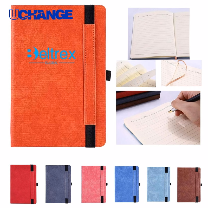 PU Leather A5 Notebook with Pen Holder and Strap