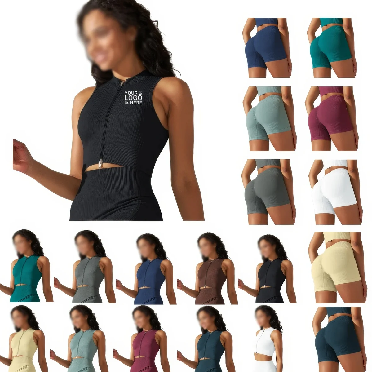 Hip Lift Seamless Zipper Yoga Suit 1