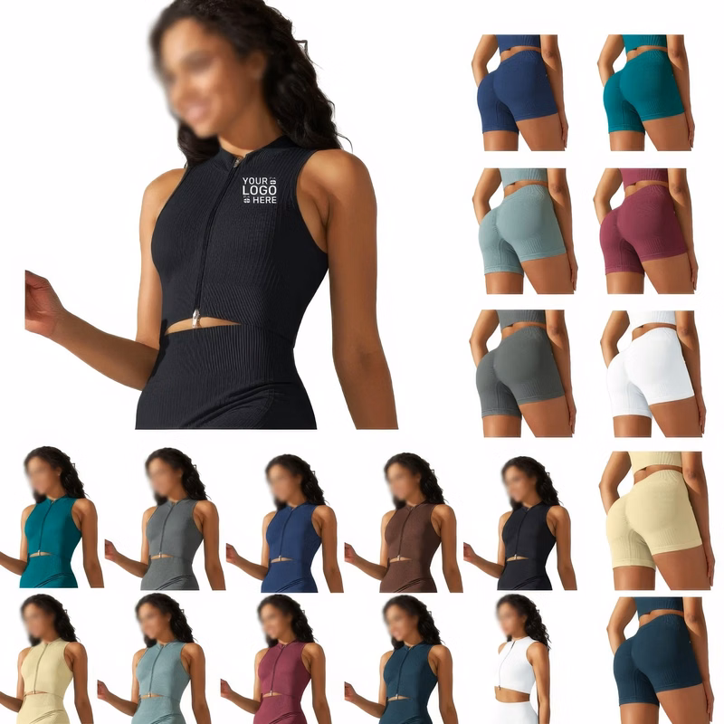 Hip Lift Seamless Zipper Yoga Suit