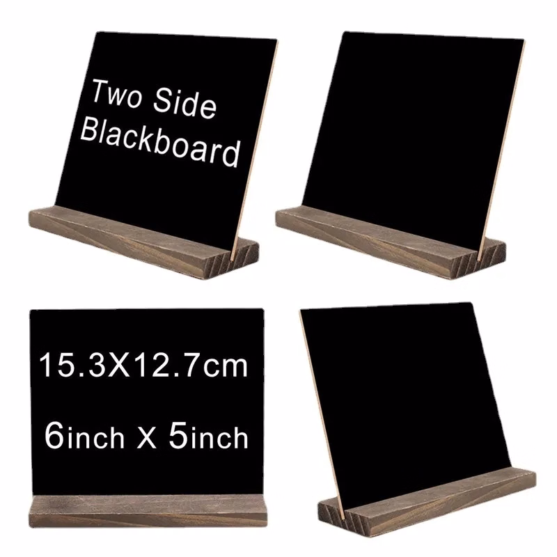 Mini Tabletop Chalkboard Signs with Wood Base