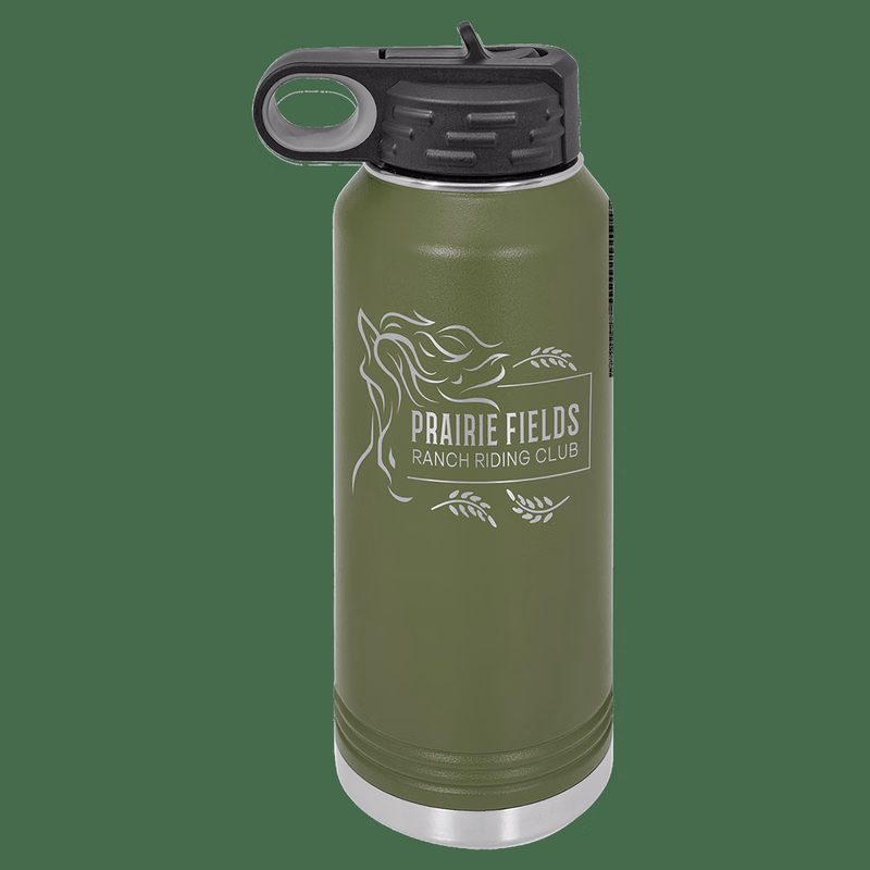 32 oz. Olive Green Powder Coated Laser Engraved Polar Camel Water Bottles