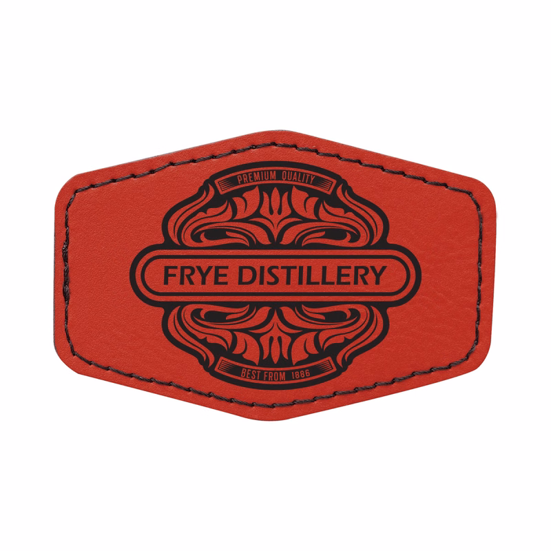 3" x 2" Red Leatherette Hexagonal Patch with Adhesive