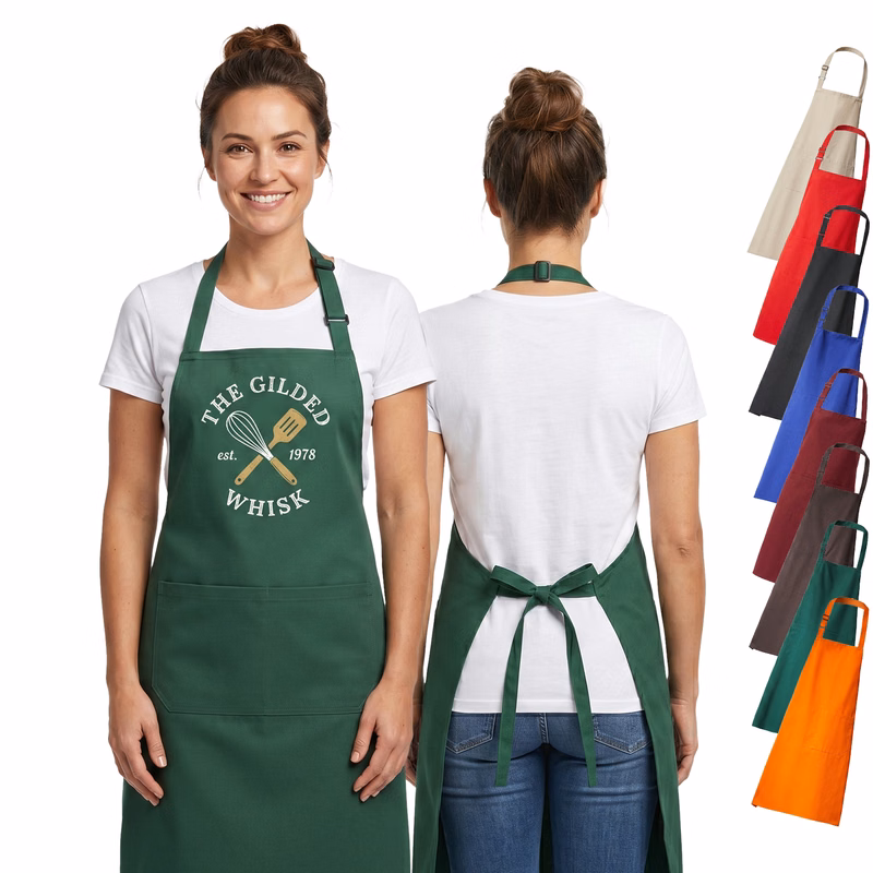 12 oz. 100% Cotton Waterproof Kitchen Apron w/ 2 Pockets