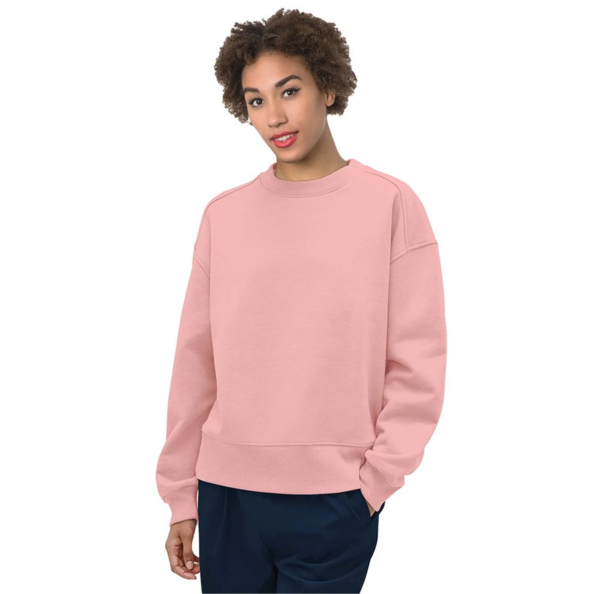Women's USA-Made Fleece Crewneck Sweatshirt - 7702 1