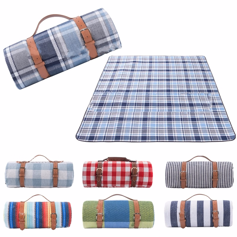 Roll Up Picnic Blanket With Leather Strap