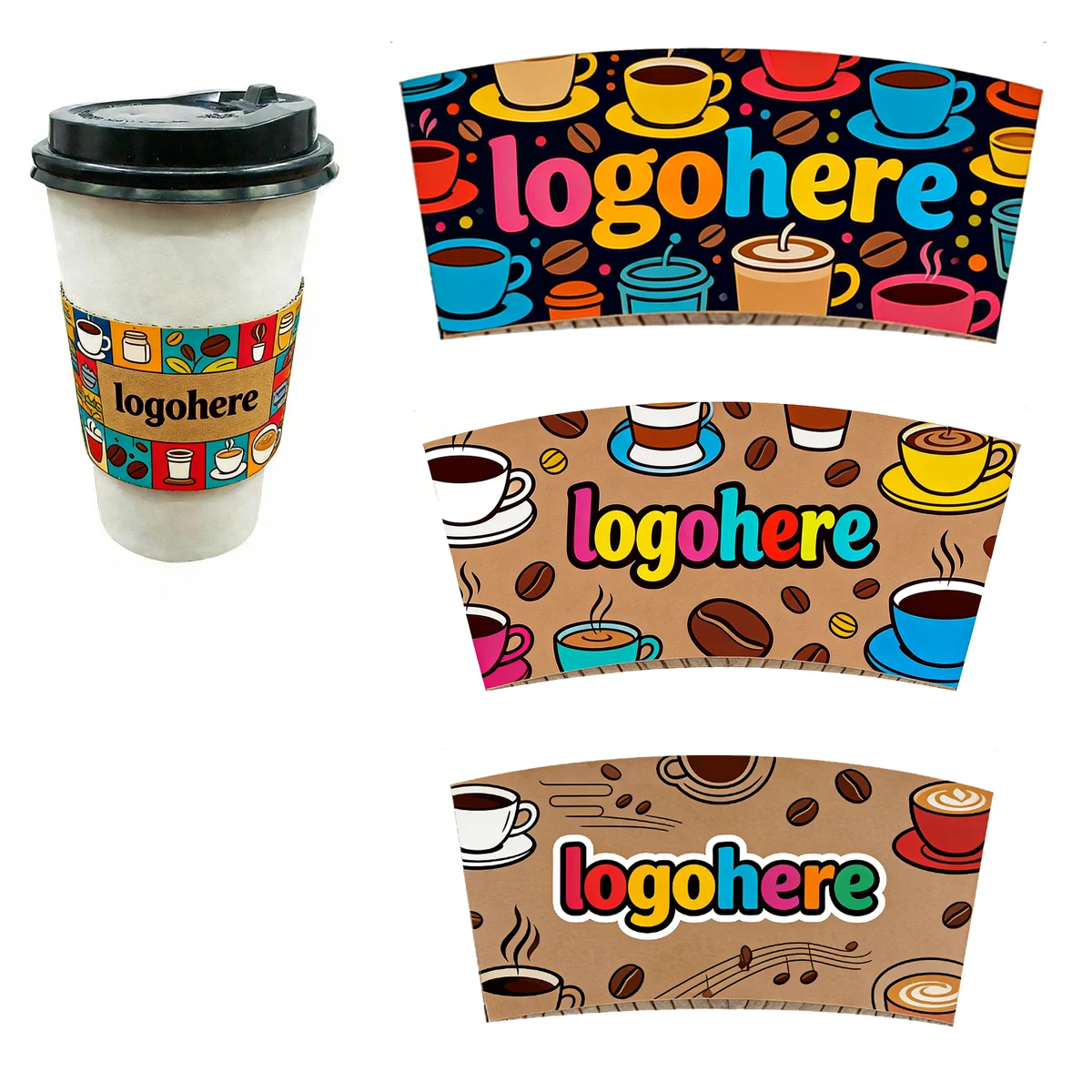 MOQ 100 Custom Logo Extra Thick Paper Cup Sleeve 1