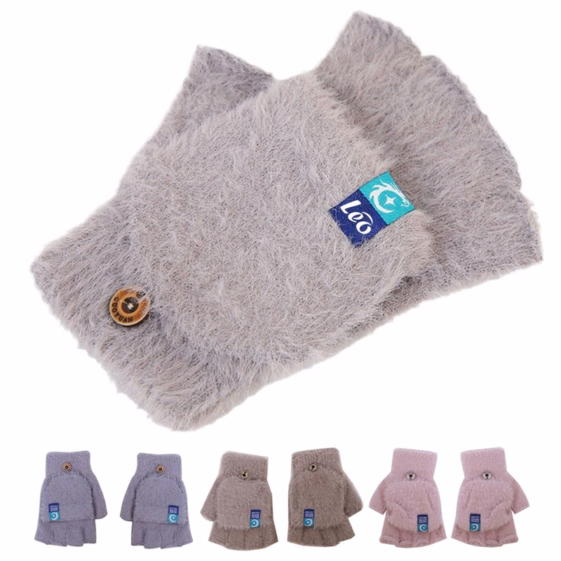Thick anti cold plush flip outdoor gloves