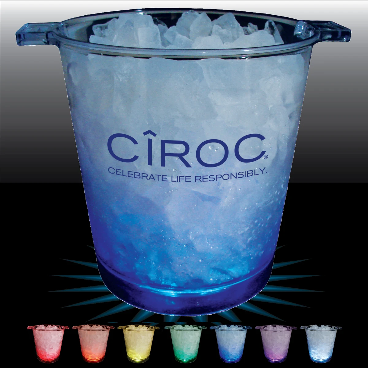 200oz Lites Up Plastic Ice Bucket with Handles 1