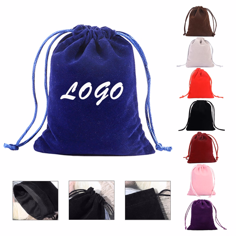 Flocking Drawstring Storage Bag Jewelry Pouch