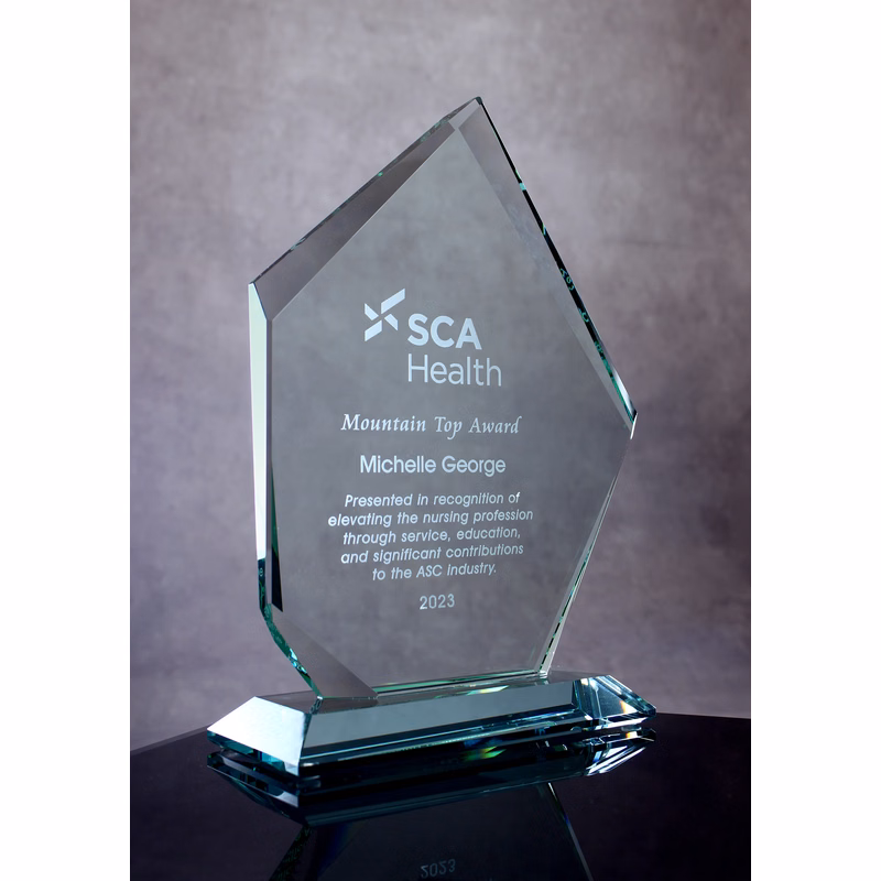 10" Jade Glass Beveled Summit Award