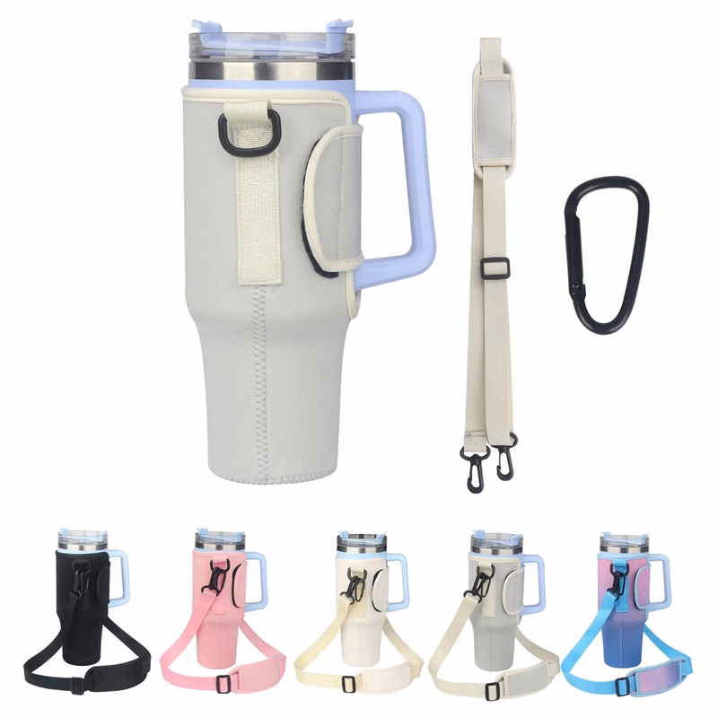 40 Oz. Adjustable Shoulder Strap Tumbler Sleeve Carrier Bag