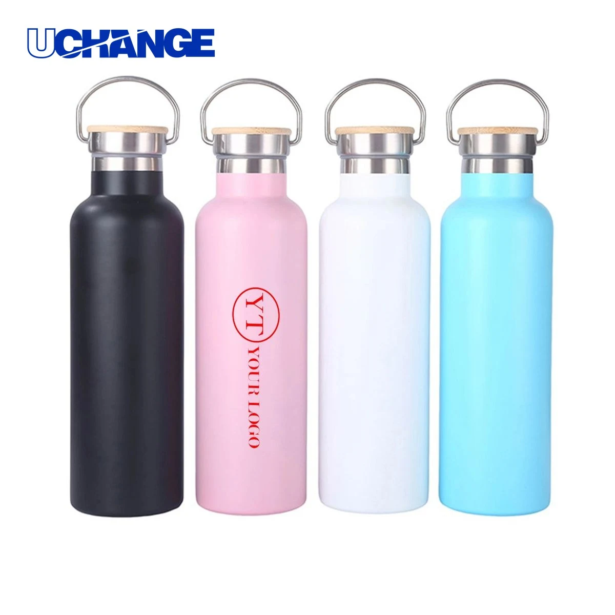 Double Wall Sport Bottle Container with Handle, custom water bottle with logo imprint 1