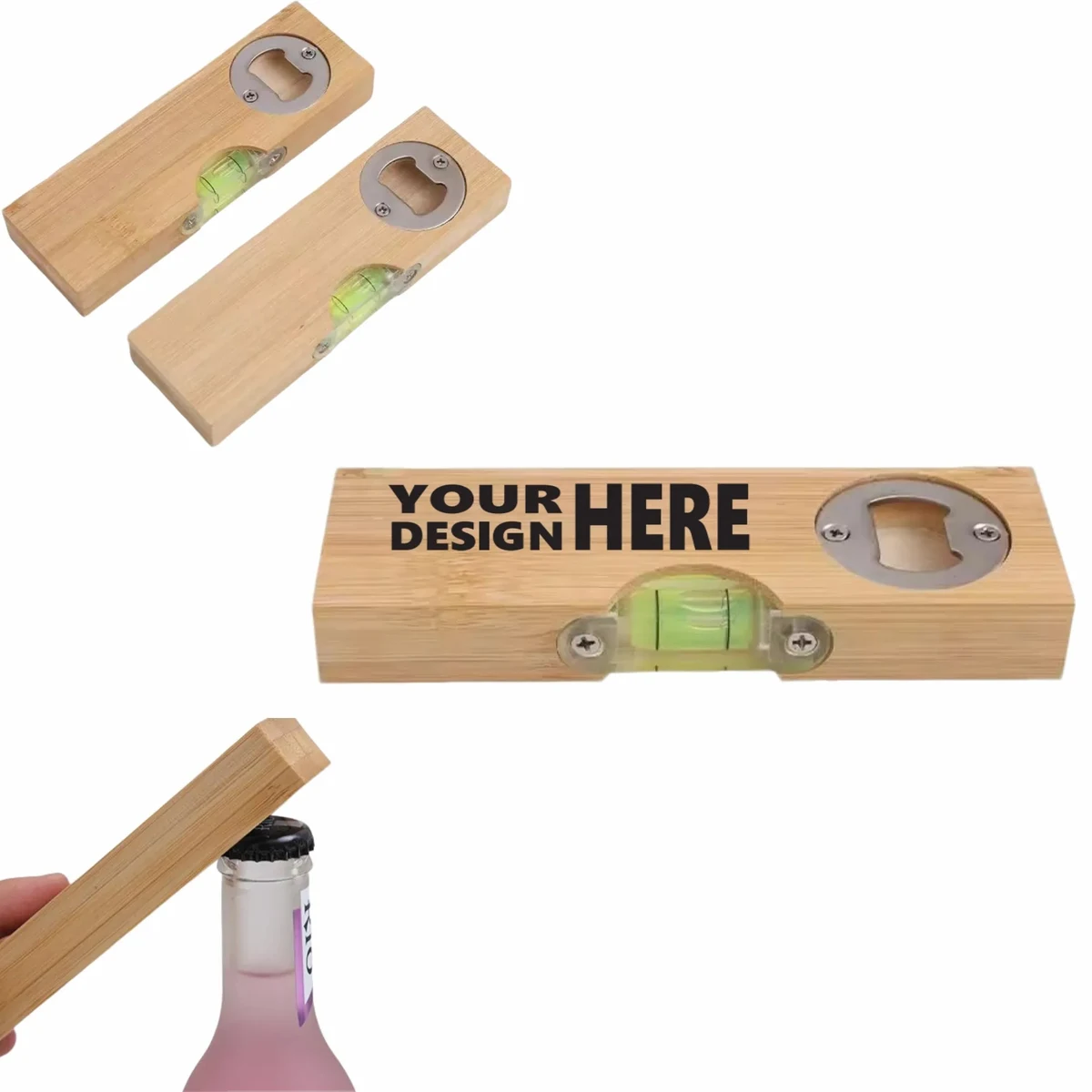 Wooden Bottle Opener With Level, Custom Logo Gift 1