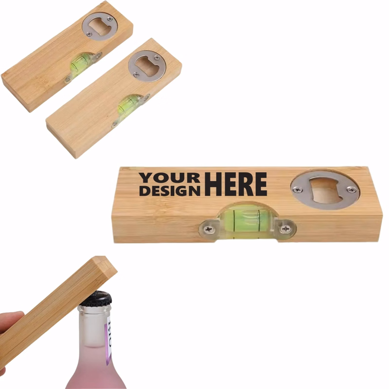 Wooden Bottle Opener With Level, Custom Logo Gift