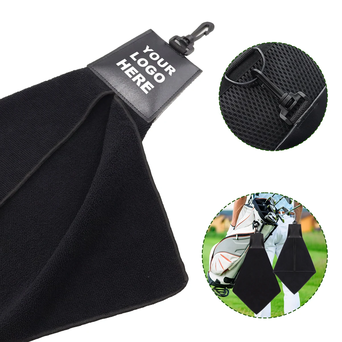 Microfiber Golf Towel with Leatherette Header 1
