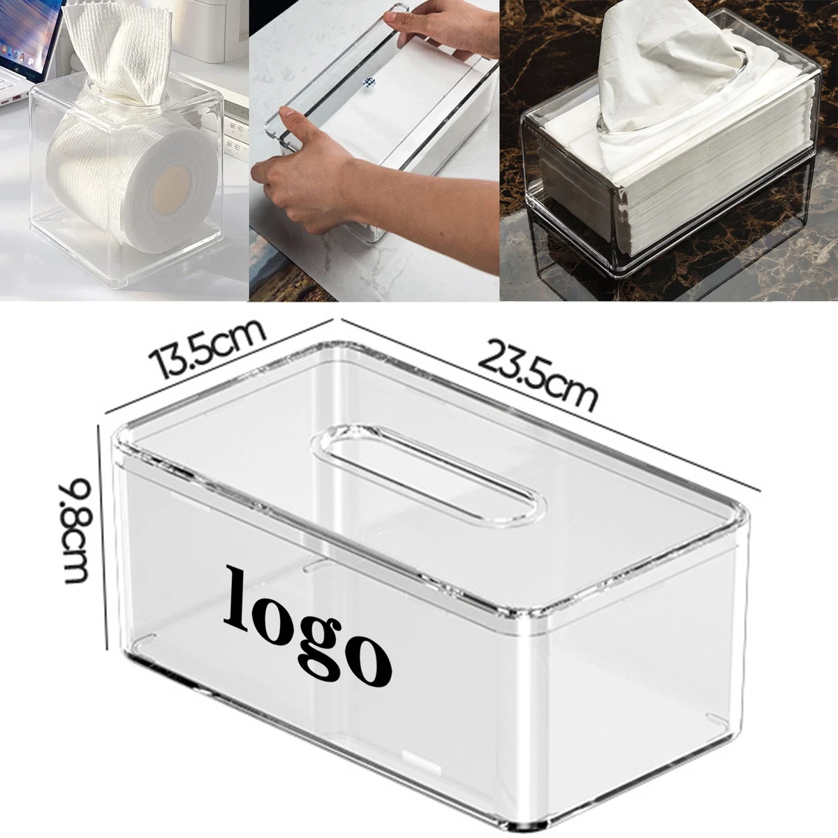 Acrylic Tissue Box Holder With Cover Rectangular 1
