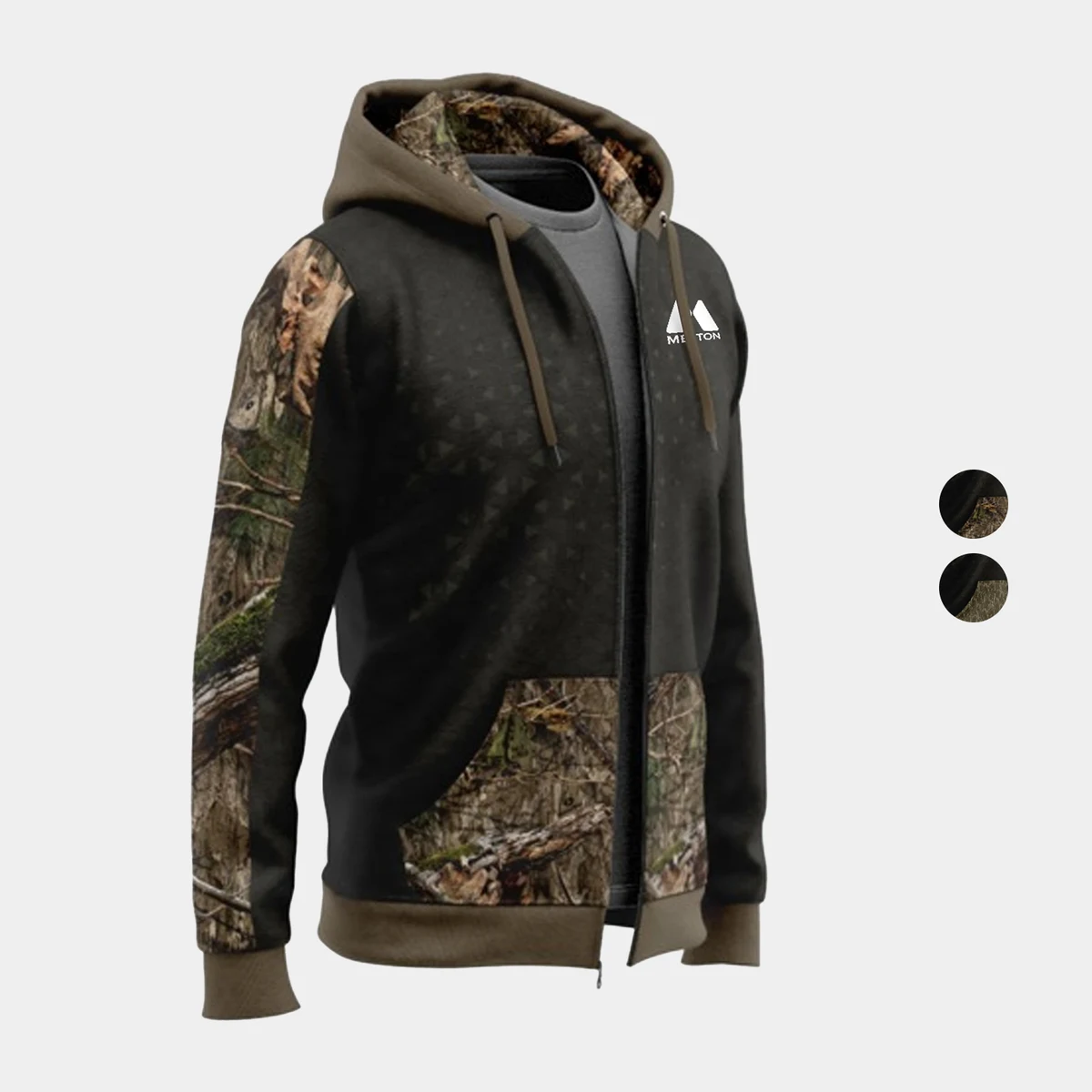 Mossy Oak® Men's 8.2 oz. Polar Fleece Full Zip Hoodie with Kangaroo Pocket 1