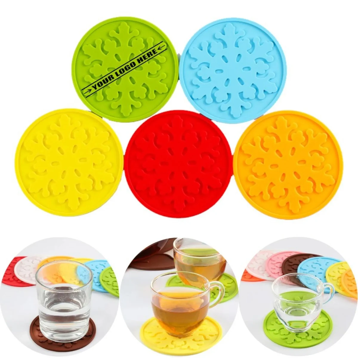 Silicone Snowflake Round Cup Coasters 1