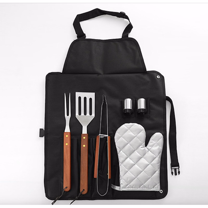 7-piece Outdoor BBQ Apron and Utensil Set