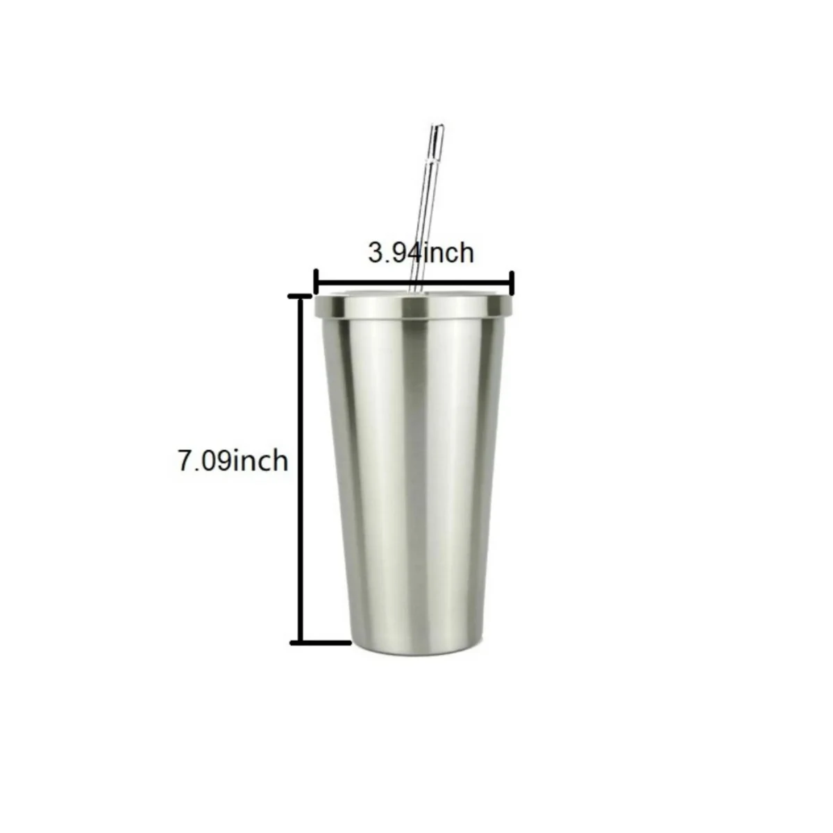 17oz Double Wall Stainless Steel Cup with Lid and Straw 1