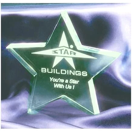 5" x 5" Jade Star Paper Weight Acrylic Award 1