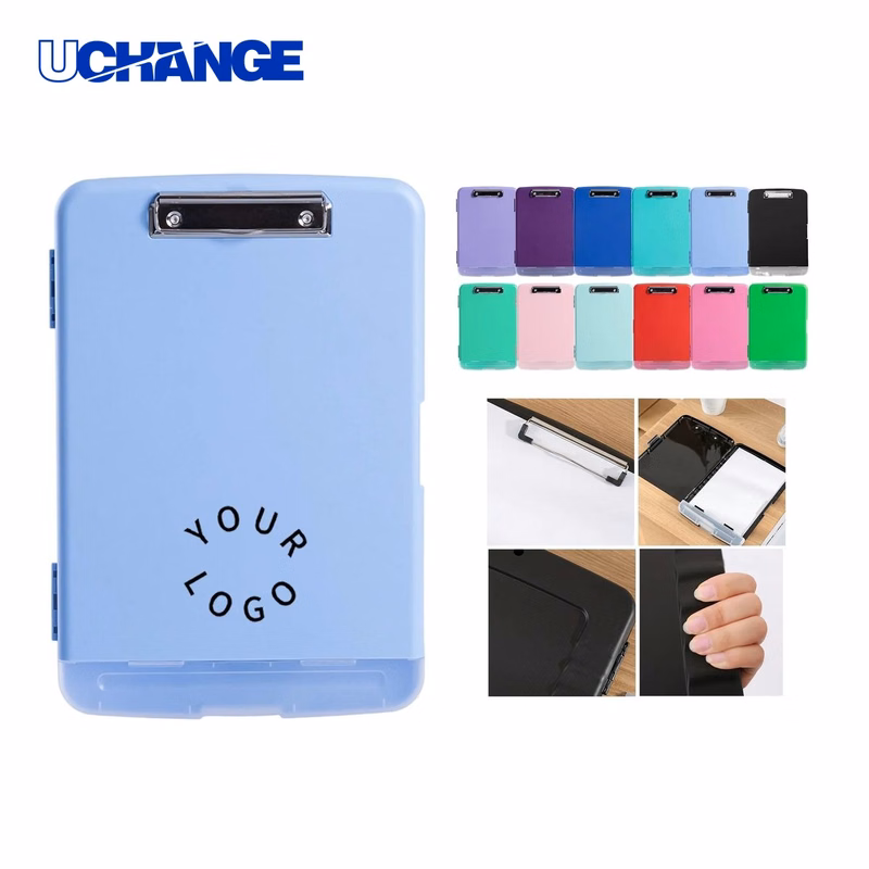 Clipboard File Box Organizer with Pen Holder and Hanging Hole