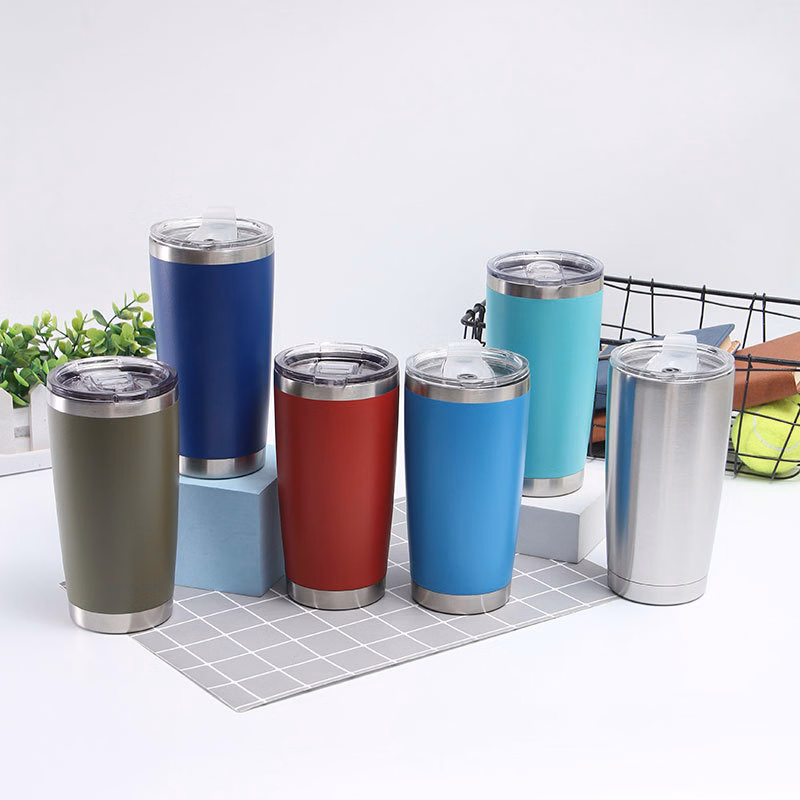 2023 New Design 20oz Double Wall 304 Stainless Steel Insulated Tumbler With Folding Straw And Brush