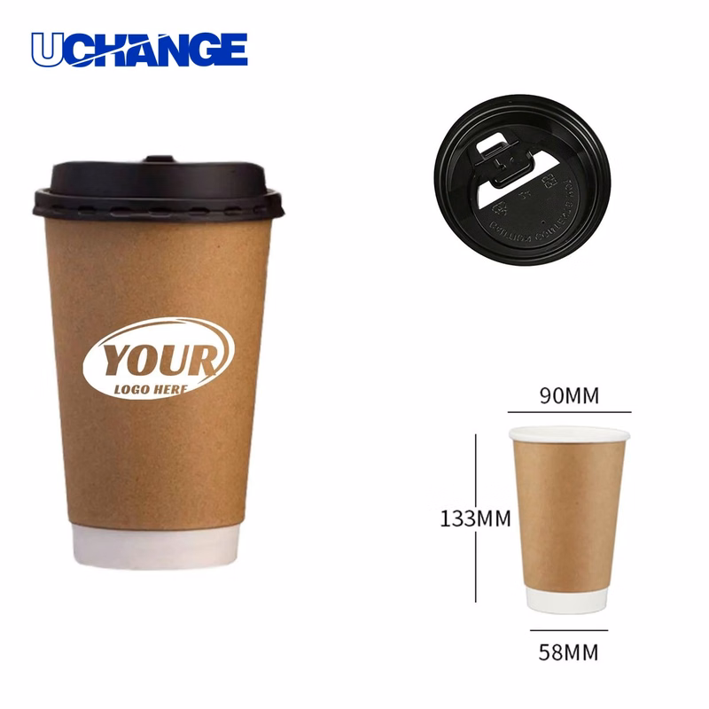 Disposable Double-Wall Coffee Cup Container (16oz)