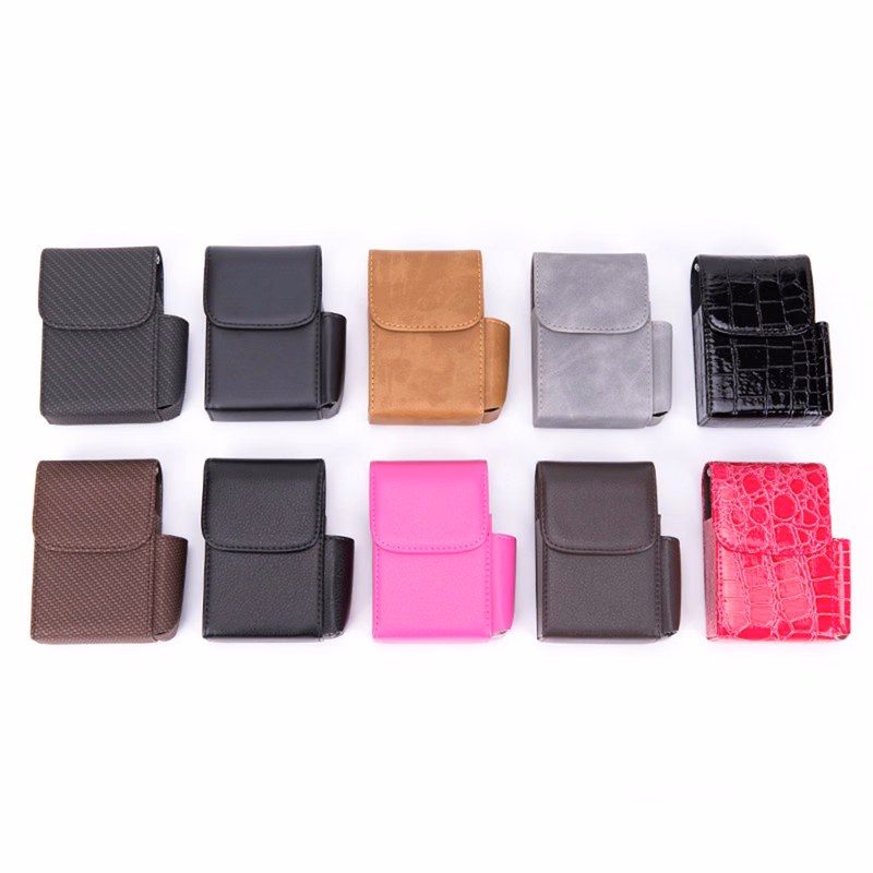 PU Leather Sliding Cigarette Box Case with Lighter Holder
