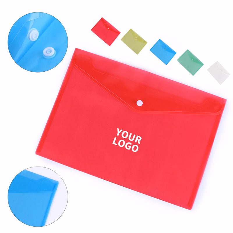 Transparent Plastic Document Folder With Reusable Snap Closure