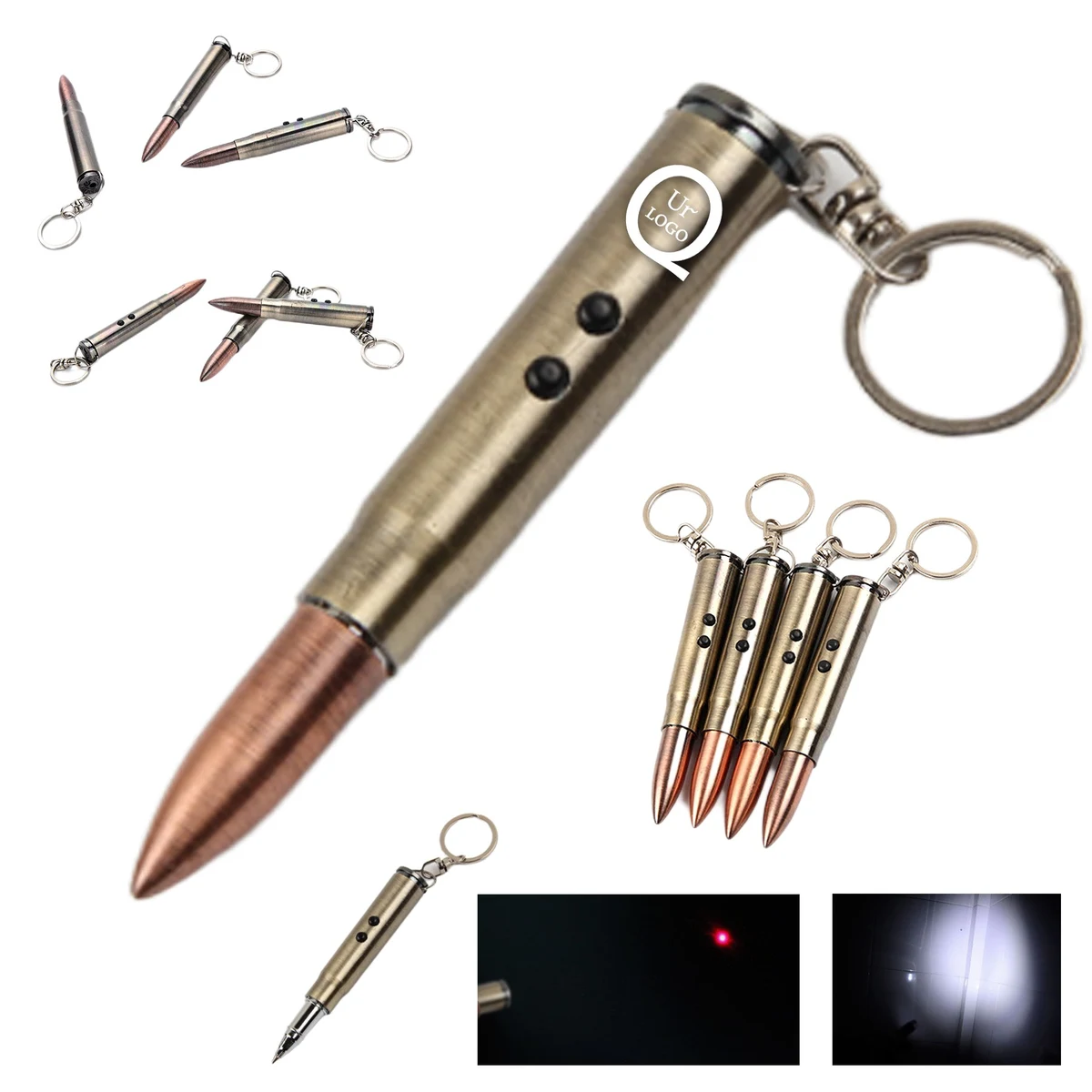 3-In-1 Bullet Keychain Led Laser Flashlight 1