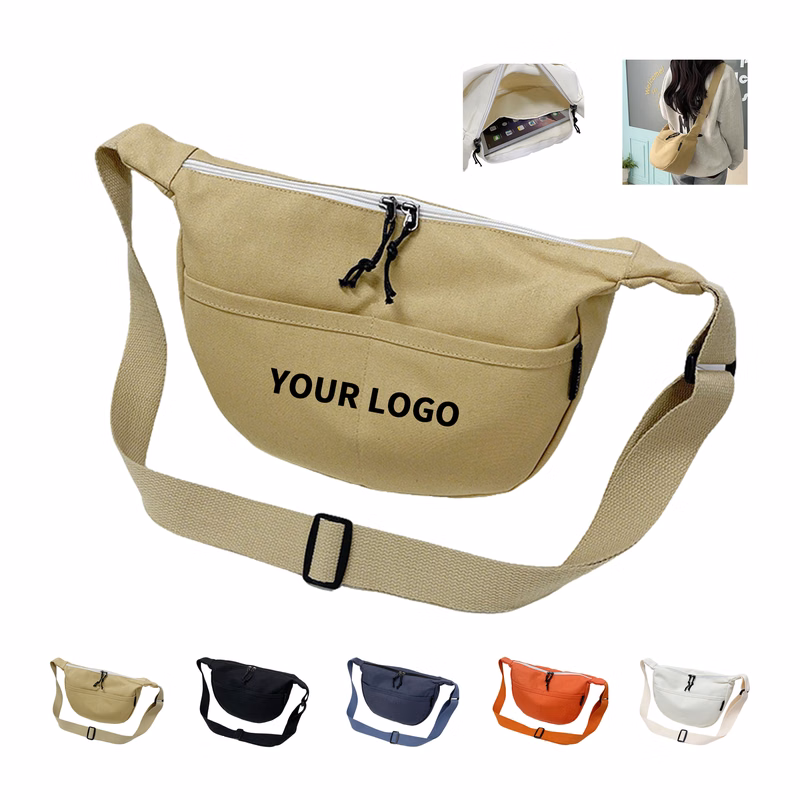 Canvas Crossbody Messenger With Zipper Opening 8.6" Length X 11.8" Width X 4.3" Height