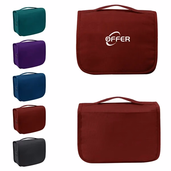 Custom Polyester 9x7.5-inch Foldable Travel Toiletry Bag with Mesh — Corporate Gift