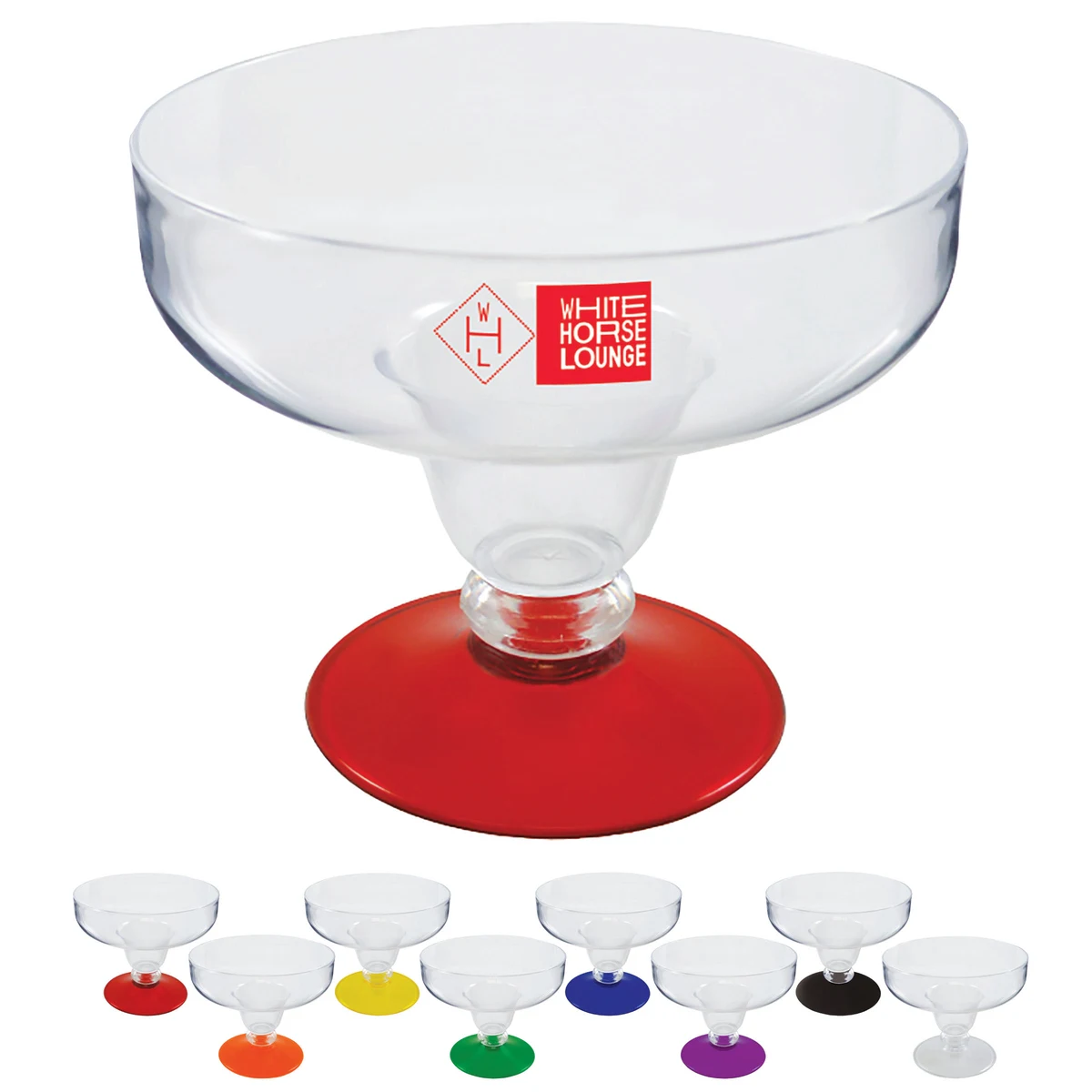 12oz Short Stem Plastic Margarita Glass with Your Choice of Base Color 1