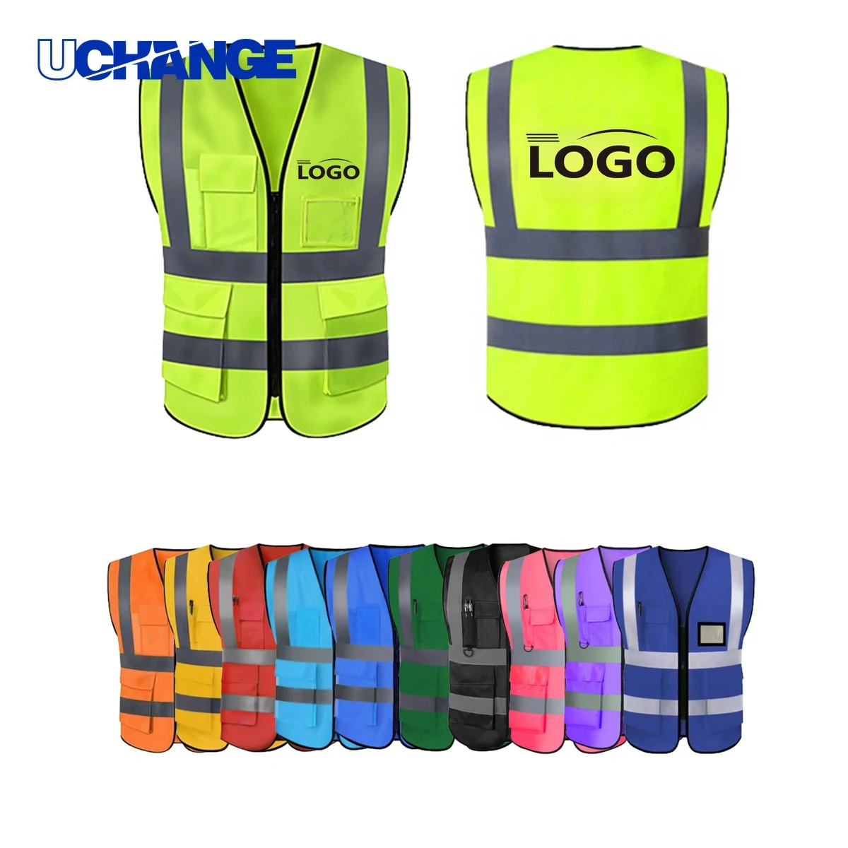 Reflective Safety Vest with Pockets and Zipper 1