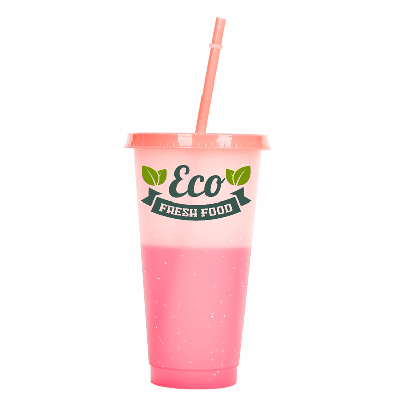 Straw Plastic Colour Changing Cup