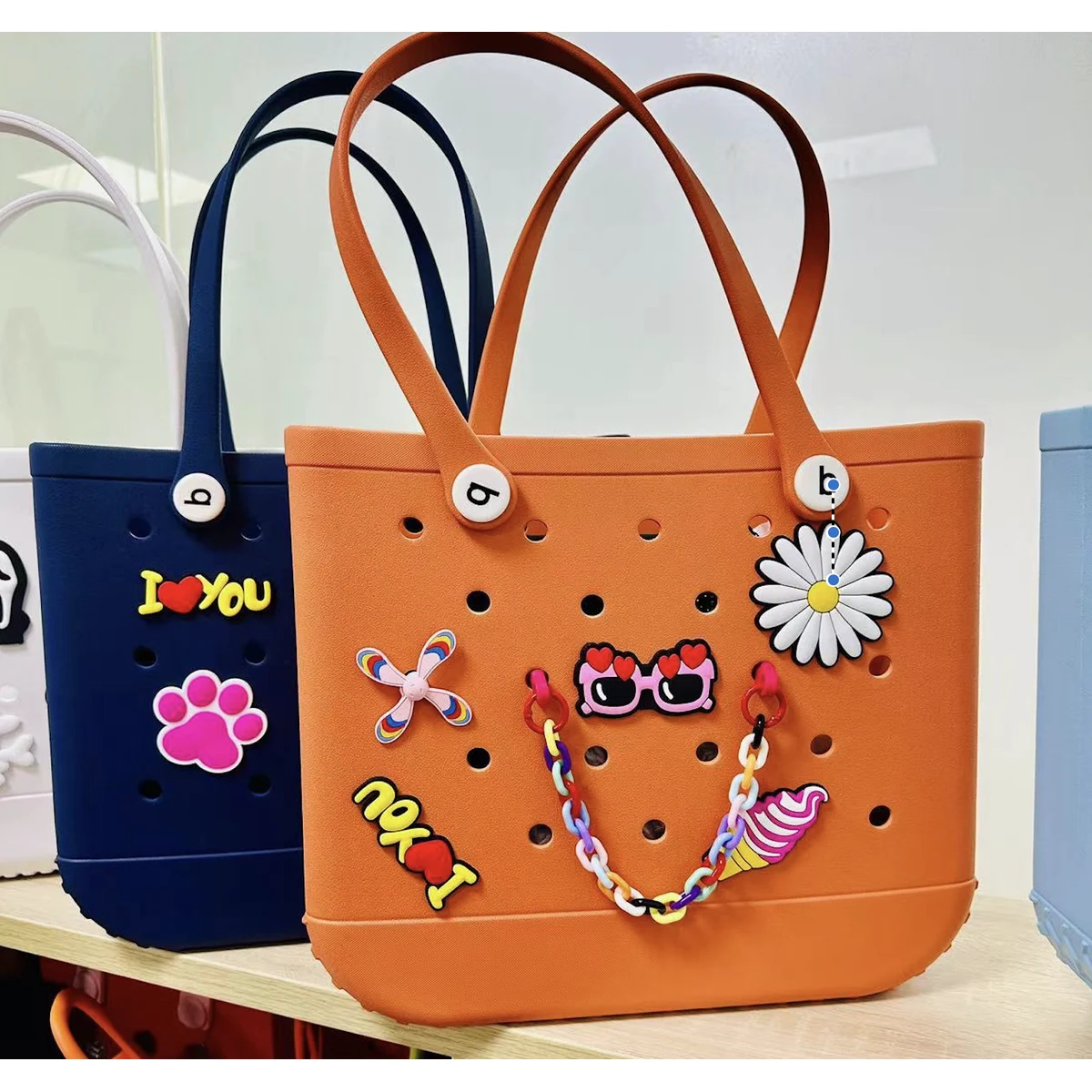 Rubber Beach Bag/Waterproof Washable Tip Proof Durable Open Tote Bag 1