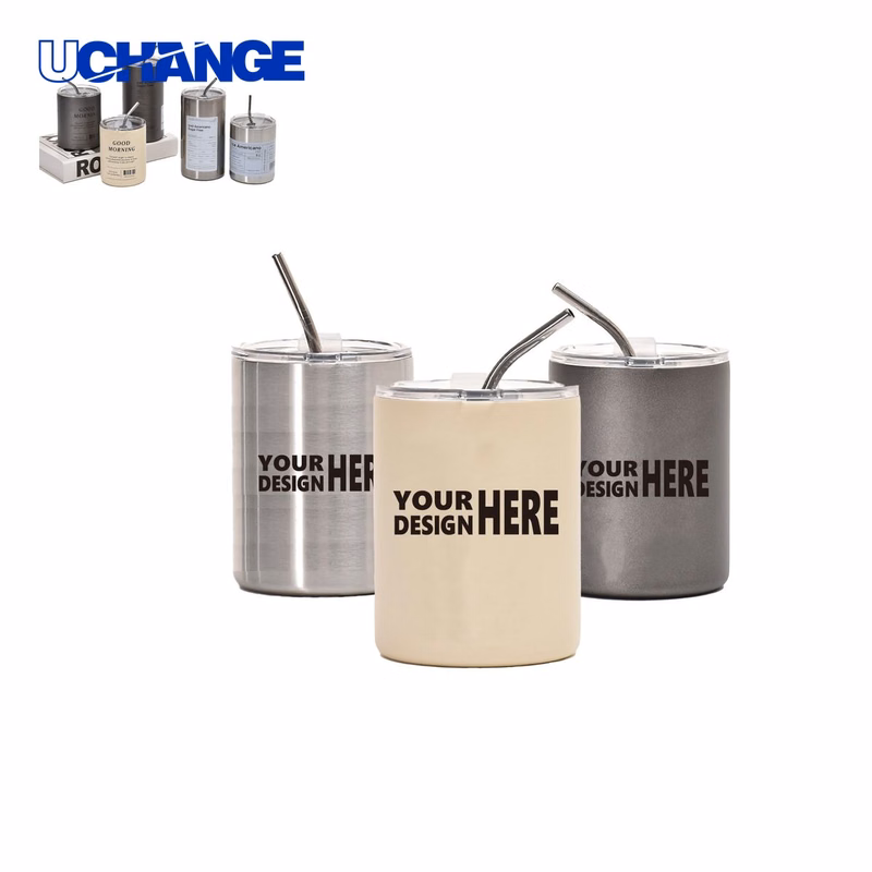 12oz Stainless Steel Coffee Cup with Straw Lid