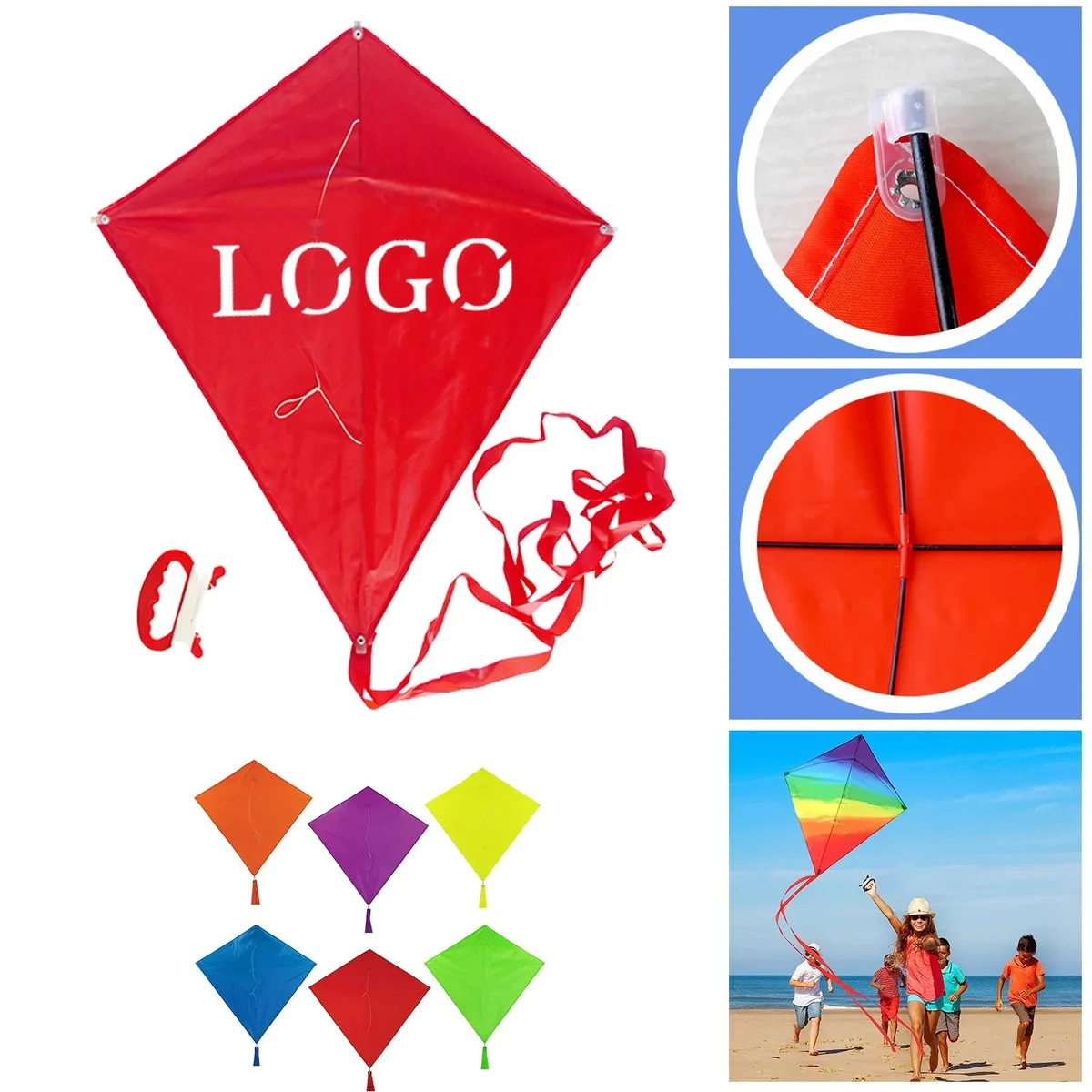 Diamond-shaped polyester disassembling kite 1
