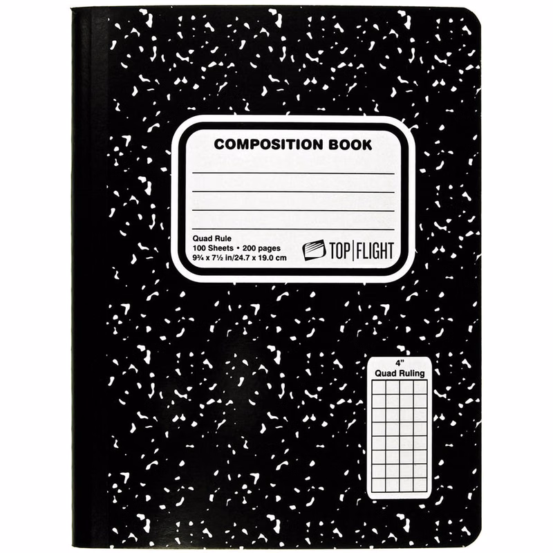 Marbled Composition Books - Quad-Ruled 100 Sheets Black