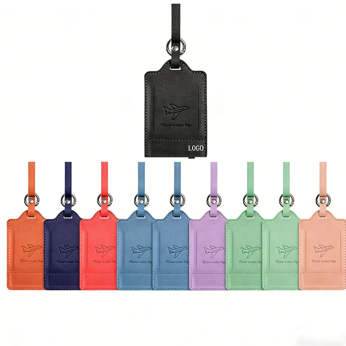 Creative PU Leather Luggage Tag with Hidden Boarding Pass Pocket 1