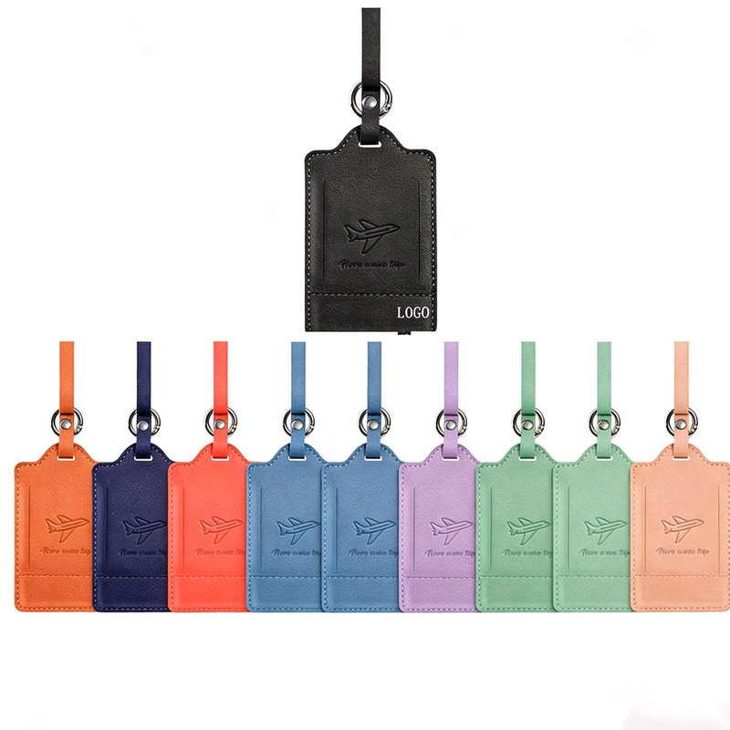 Creative PU Leather Luggage Tag with Hidden Boarding Pass Pocket