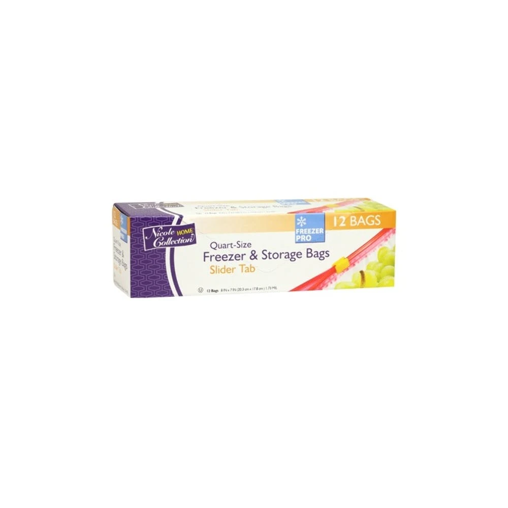 Quart Slide Tab Storage Bags - 12-Count Freezer Kosher Certified 1