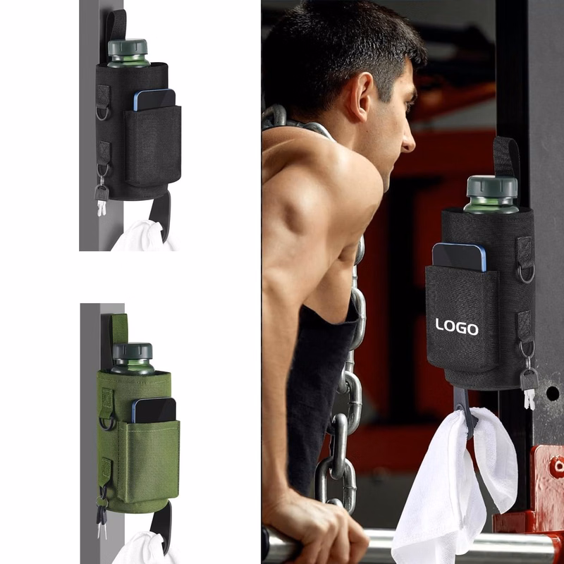 Magnetic Gym Water Bottle Pouch with Cell Phone Holder