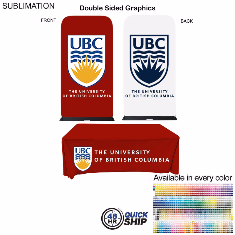 48Hr Quick Ship - Event package, 4'W Fabric banner and Premium 8' tablecloth open back