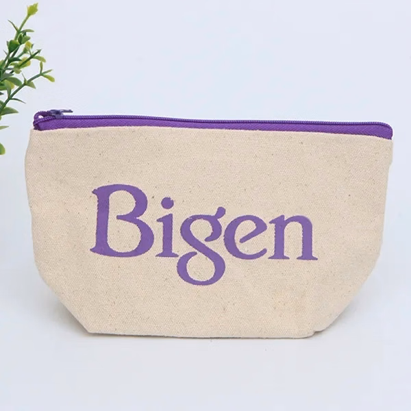Canvas Cotton Bag With Colored Zipper